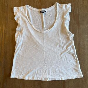 Express White Ruffle Sleeve Tank Top